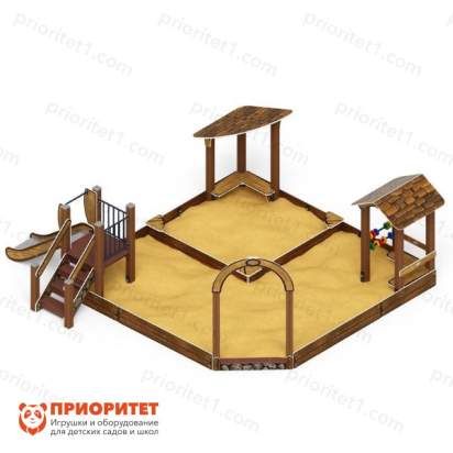 Песочный дворик с горкой (коричневый) для детской площадки