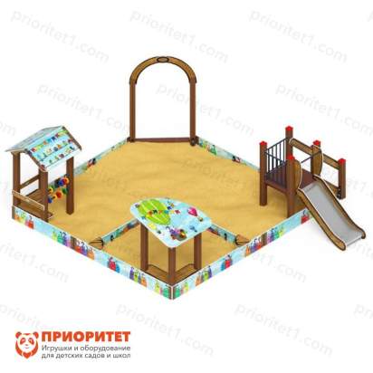 Песочный дворик с горкой (Коты) для детской площадки 2