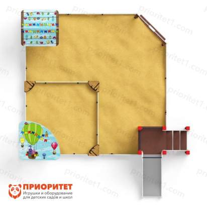 Песочный дворик с горкой (Коты) для детской площадки сверху