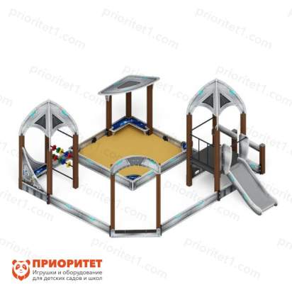 Песочный дворик Космопорт с горкой (серый) для детской площадки 1