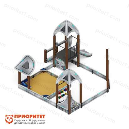 Песочный дворик Космопорт с горкой (серый) для детской площадки 4
