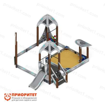Песочный дворик Космопорт с горкой (серый) для детской площадки 5
