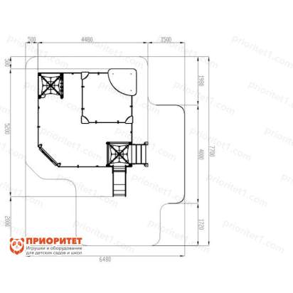 Песочный дворик Космопорт с горкой (серый) для детской площадки схема