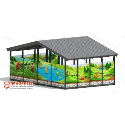 Теневой навес «В гостях у сказки» №1 для детского сада сзади