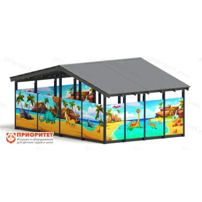 Теневой навес «Дино» №1 для детского сада сзади