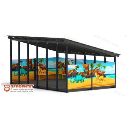 Теневой навес «Дино» №3 для детского сада сбоку