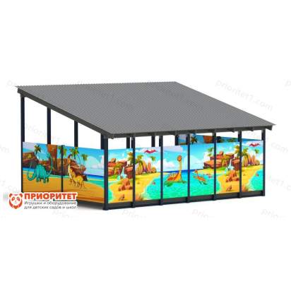 Теневой навес «Дино» №3 для детского сада сзади