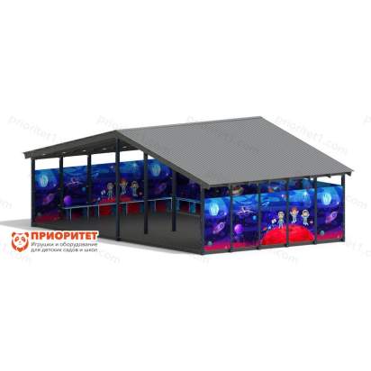 Теневой навес «Космос» №2 для детского сада сбоку