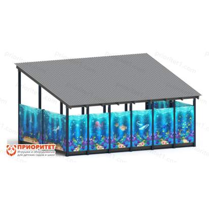 Теневой навес «Морской» №3 для детского сада сзади 2