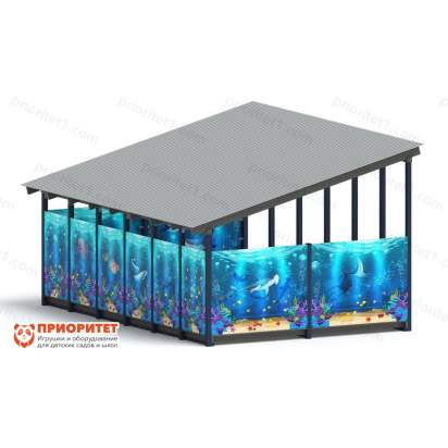 Теневой навес «Морской» №3 для детского сада сзади