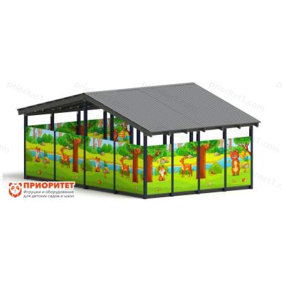 Теневой навес «Полянка» №1 для детского сада сзади