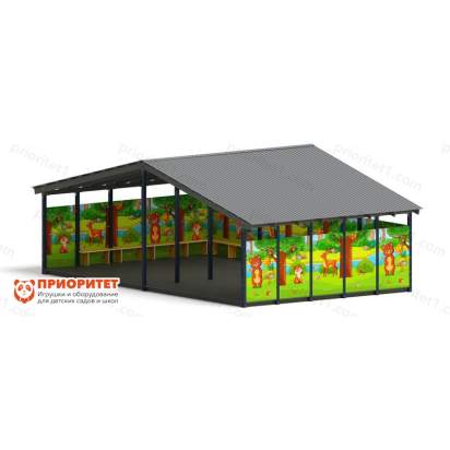 Теневой навес «Полянка» №2 для детского сада сбоку