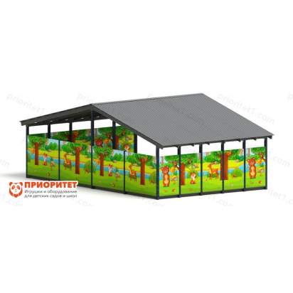 Теневой навес «Полянка» №2 для детского сада сзади