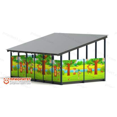 Теневой навес «Полянка» №3 для детского сада сбоку