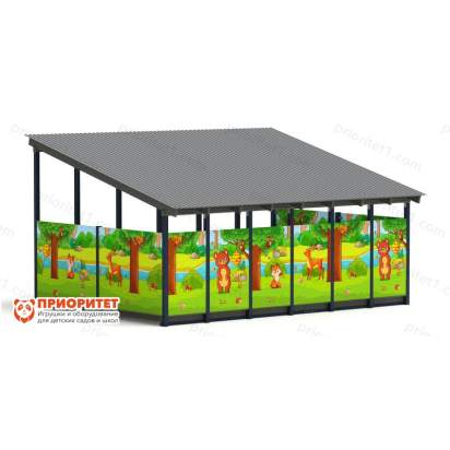 Теневой навес «Полянка» №3 для детского сада сзади
