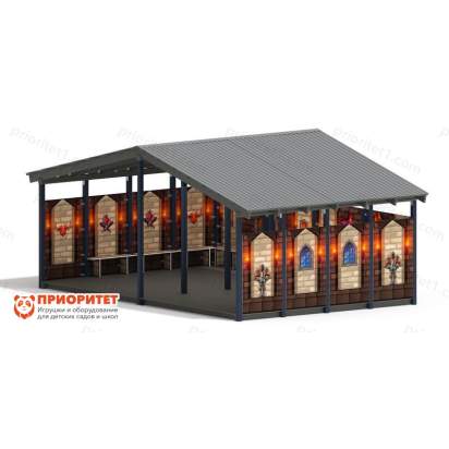 Теневой навес «Средневековый» №1 для детского сада сбоку