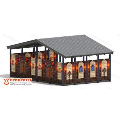Теневой навес «Средневековый» №1 для детского сада сзади