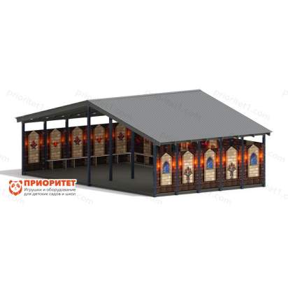Теневой навес «Средневековый» №2 для детского сада сбоку