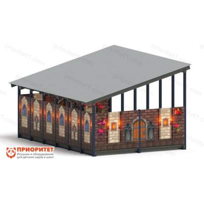 Теневой навес «Средневековый» №3 для детского сада сбоку