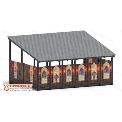 Теневой навес «Средневековый» №3 для детского сада сзади