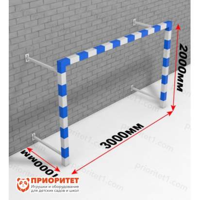 Детские минифутбольные гандбольные ворота (стальной профиль 80х80, голубые)