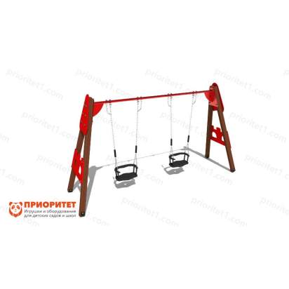 022 Качели деревянные «Крепость» с сиденьем со спинкой