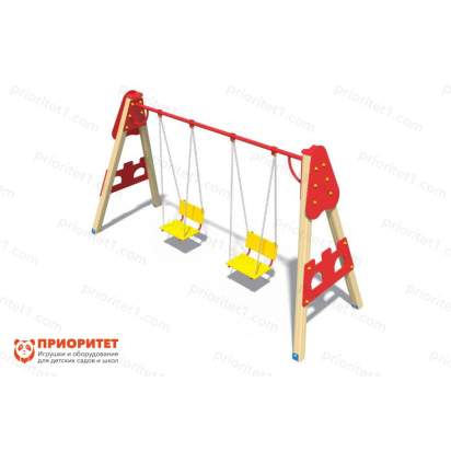 Качели деревянные «Крепость» с сиденьем со спинкой