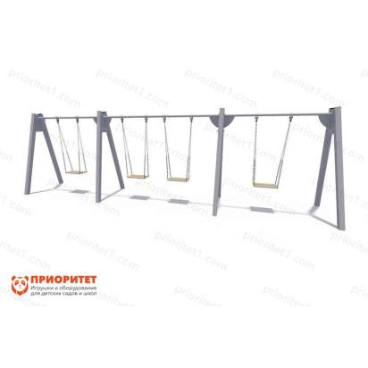 Качели на металлических стойках с 4 сиденьями без спинки_1
