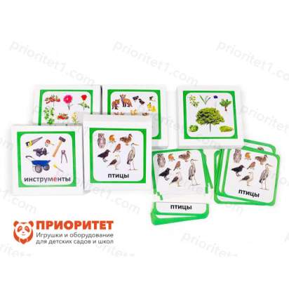 Комплект карточек Монтессори «Чтение с классификацией» (зеленая серия)_1