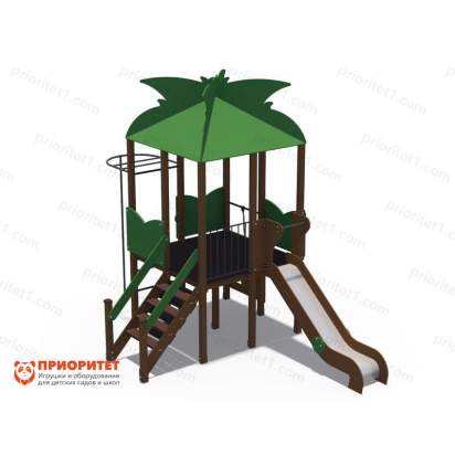 Детский игровой комплекс Дом на дереве (металлический скат)_1