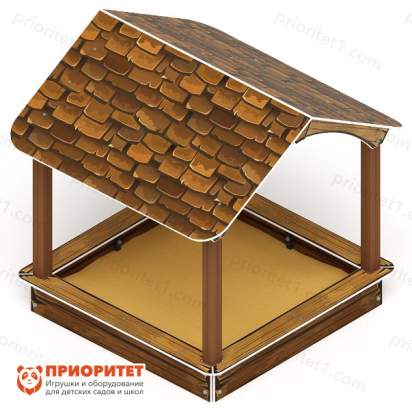 Песочница с крышей коричневая 2