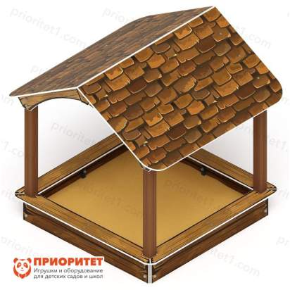 Песочница с крышей коричневая