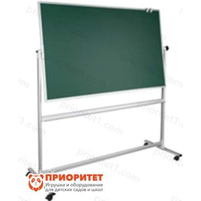 Поворотная магнитная эмалированная школьная доска 1500х1000 комбинированная (мел маркер) 2_1_1