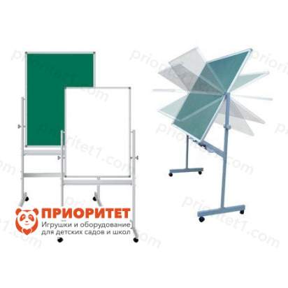 Поворотная магнитная полимерная школьная доска 750х1000 комбинированная (мел маркер) 2