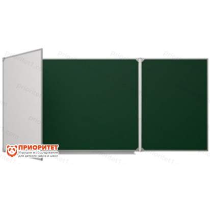 Трёхэлементная магнитная полимерная школьная доска 3600х1200 комбинированная (мел маркер)_1