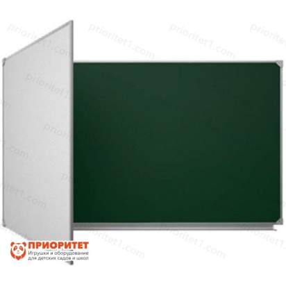 Двухэлементная (Л) магнитная полимерная школьная доска 1500х750 комбинированная (мел маркер)_1