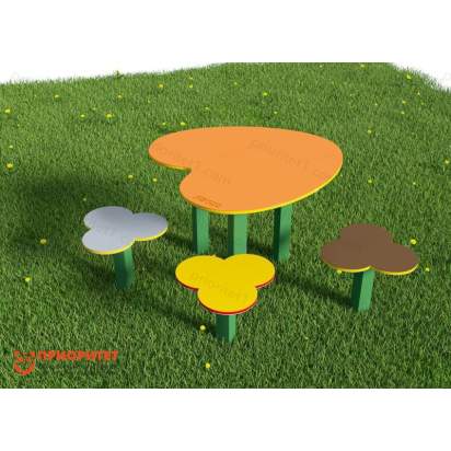 Стол для творчества с сиденьями «Листики»_1