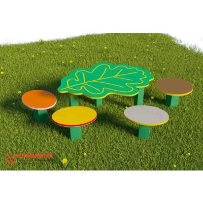 Стол для творчества с сиденьями «Дубовый лист» (2)_1