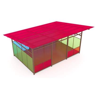 Теневой навес с цинковым напылением и акриловыми панелями ТН02 500х400 см (1)_1