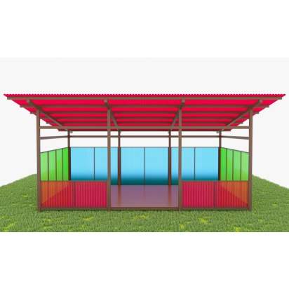 Теневой навес с цинковым напылением и акриловыми панелями ТН02 500х400 см (3)_1