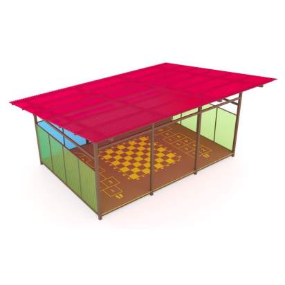 Теневой навес с цинковым напылением и акриловыми панелями ТН03 400х400 см (1)_1