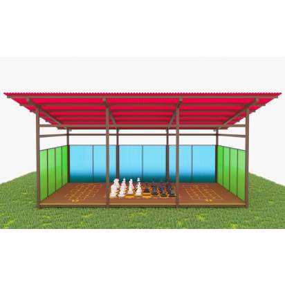 Теневой навес с цинковым напылением и акриловыми панелями ТН03 400х400 см (3)_1