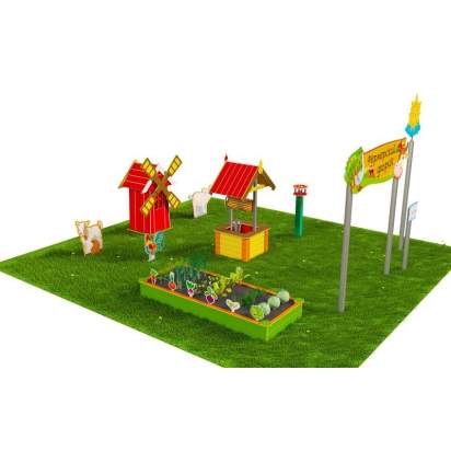 Игровая развивающая площадка Фермерский дворик из экопластика и нержавеющей стали Мини 1 (2)_1