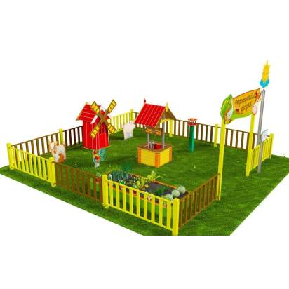 Игровая развивающая площадка Фермерский дворик из экопластика и нержавеющей стали Мини 2 (2)_1