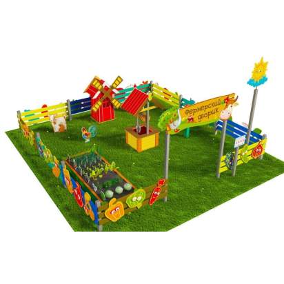Игровая развивающая площадка Фермерский дворик из экопластика и нержавеющей стали Мини 3 (1)_1