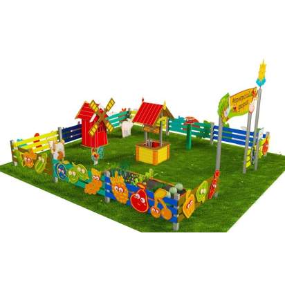 Игровая развивающая площадка Фермерский дворик из экопластика и нержавеющей стали Мини 3 (2)_1