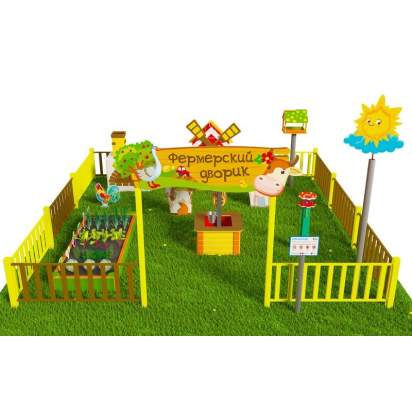 Игровая развивающая площадка Фермерский дворик из экопластика и нержавеющей стали Лайт 2 (1)_1
