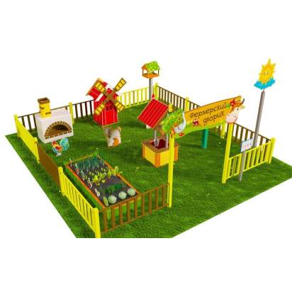 Игровая развивающая площадка Фермерский дворик из экопластика и нержавеющей стали Лайт 2 (3)_1