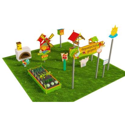 Игровая развивающая площадка Фермерский дворик из экопластика и нержавеющей стали Оптима 1 (1)_1