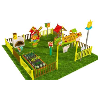 Игровая развивающая площадка Фермерский дворик из экопластика и нержавеющей стали Оптима 2 (2)_1